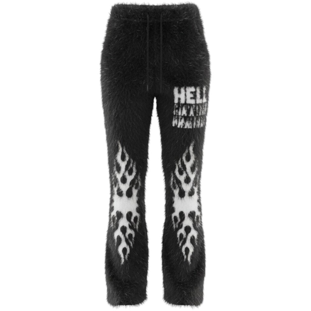 Rockstar Original 'Toshio' Black Stacked Flare Knitted Mohair Track Pants M NWT